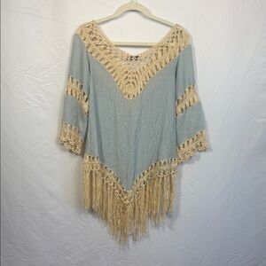 SHEIN Cream Crochet Detail Top